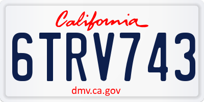 CA license plate 6TRV743