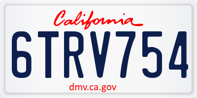 CA license plate 6TRV754