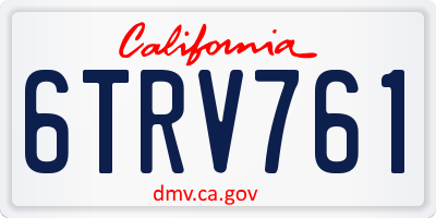 CA license plate 6TRV761