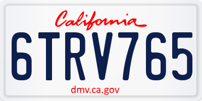 CA license plate 6TRV765