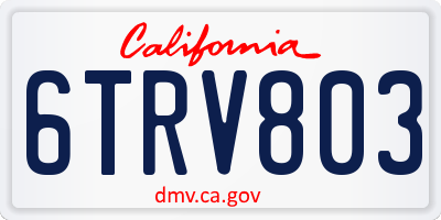 CA license plate 6TRV803