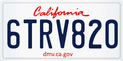 CA license plate 6TRV820