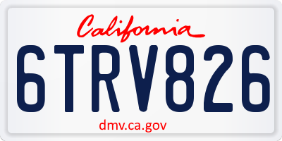 CA license plate 6TRV826