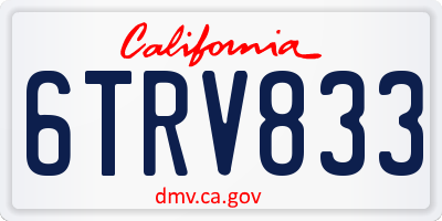 CA license plate 6TRV833