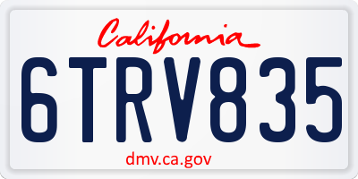 CA license plate 6TRV835