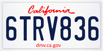 CA license plate 6TRV836