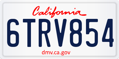 CA license plate 6TRV854