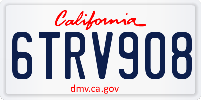 CA license plate 6TRV908
