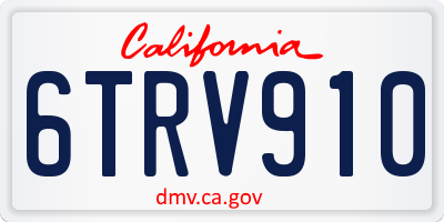 CA license plate 6TRV910