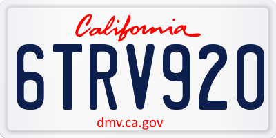 CA license plate 6TRV920