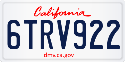 CA license plate 6TRV922