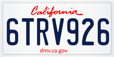 CA license plate 6TRV926