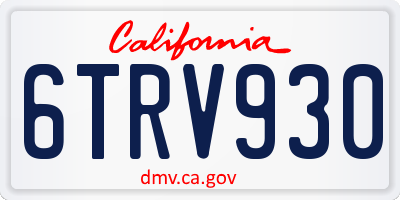 CA license plate 6TRV930