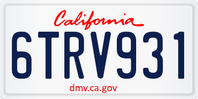 CA license plate 6TRV931