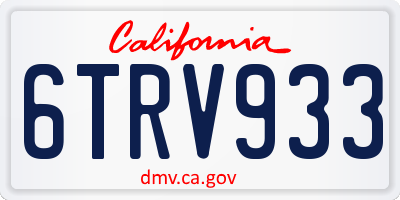 CA license plate 6TRV933