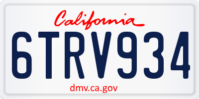 CA license plate 6TRV934
