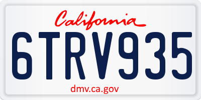 CA license plate 6TRV935