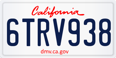 CA license plate 6TRV938