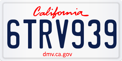 CA license plate 6TRV939
