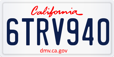 CA license plate 6TRV940