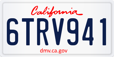 CA license plate 6TRV941