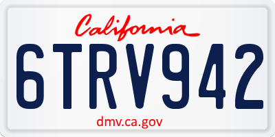 CA license plate 6TRV942