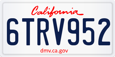 CA license plate 6TRV952