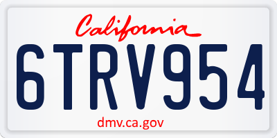 CA license plate 6TRV954