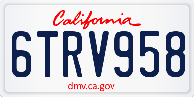CA license plate 6TRV958