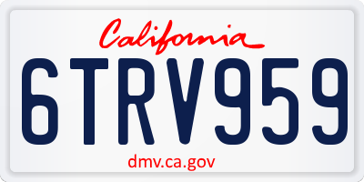 CA license plate 6TRV959