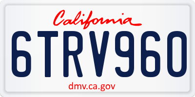 CA license plate 6TRV960