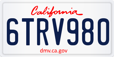 CA license plate 6TRV980