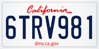 CA license plate 6TRV981