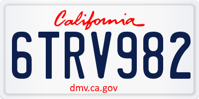 CA license plate 6TRV982