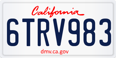 CA license plate 6TRV983