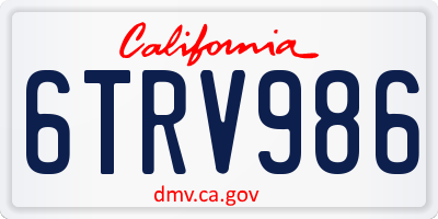 CA license plate 6TRV986