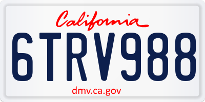CA license plate 6TRV988