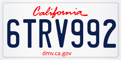 CA license plate 6TRV992