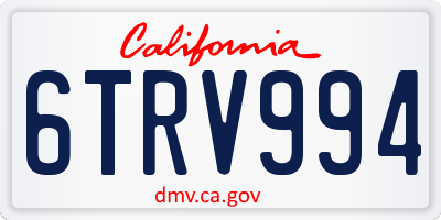 CA license plate 6TRV994