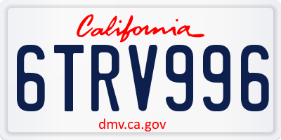 CA license plate 6TRV996