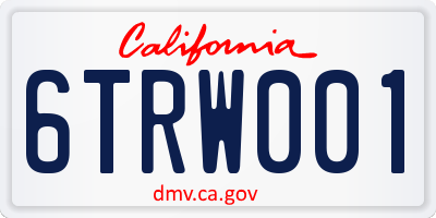 CA license plate 6TRW001