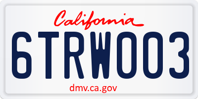 CA license plate 6TRW003