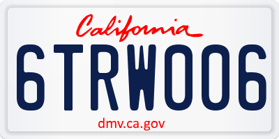 CA license plate 6TRW006