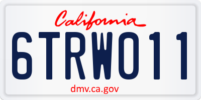 CA license plate 6TRW011