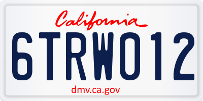 CA license plate 6TRW012