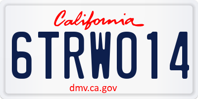 CA license plate 6TRW014