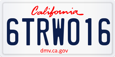 CA license plate 6TRW016