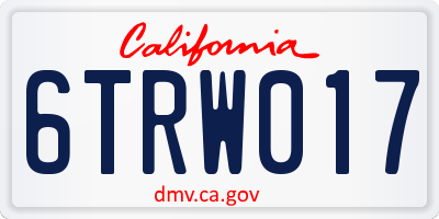 CA license plate 6TRW017