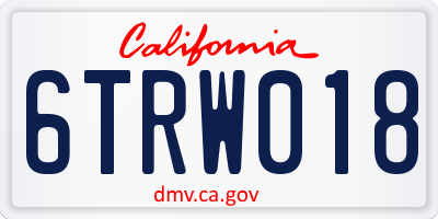 CA license plate 6TRW018