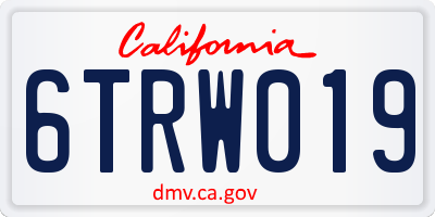 CA license plate 6TRW019